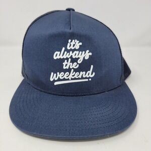 Vintage Yupoong Navy Blue "It's Always The Weekend" Trucker Snapback Hat